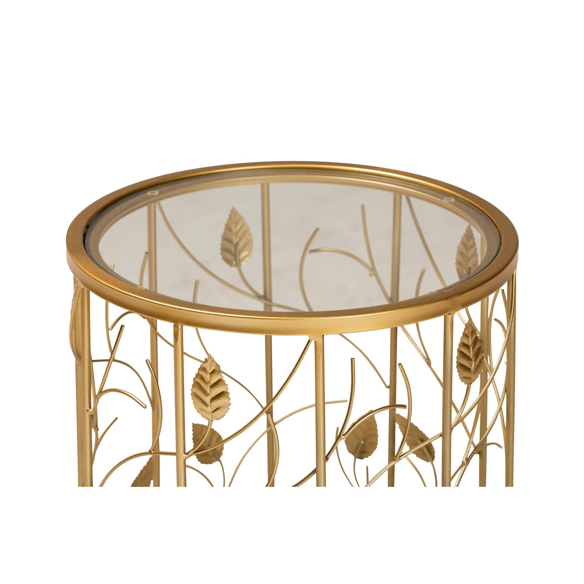 Gold Metal and Glass Leaf Accent End Table P949063
