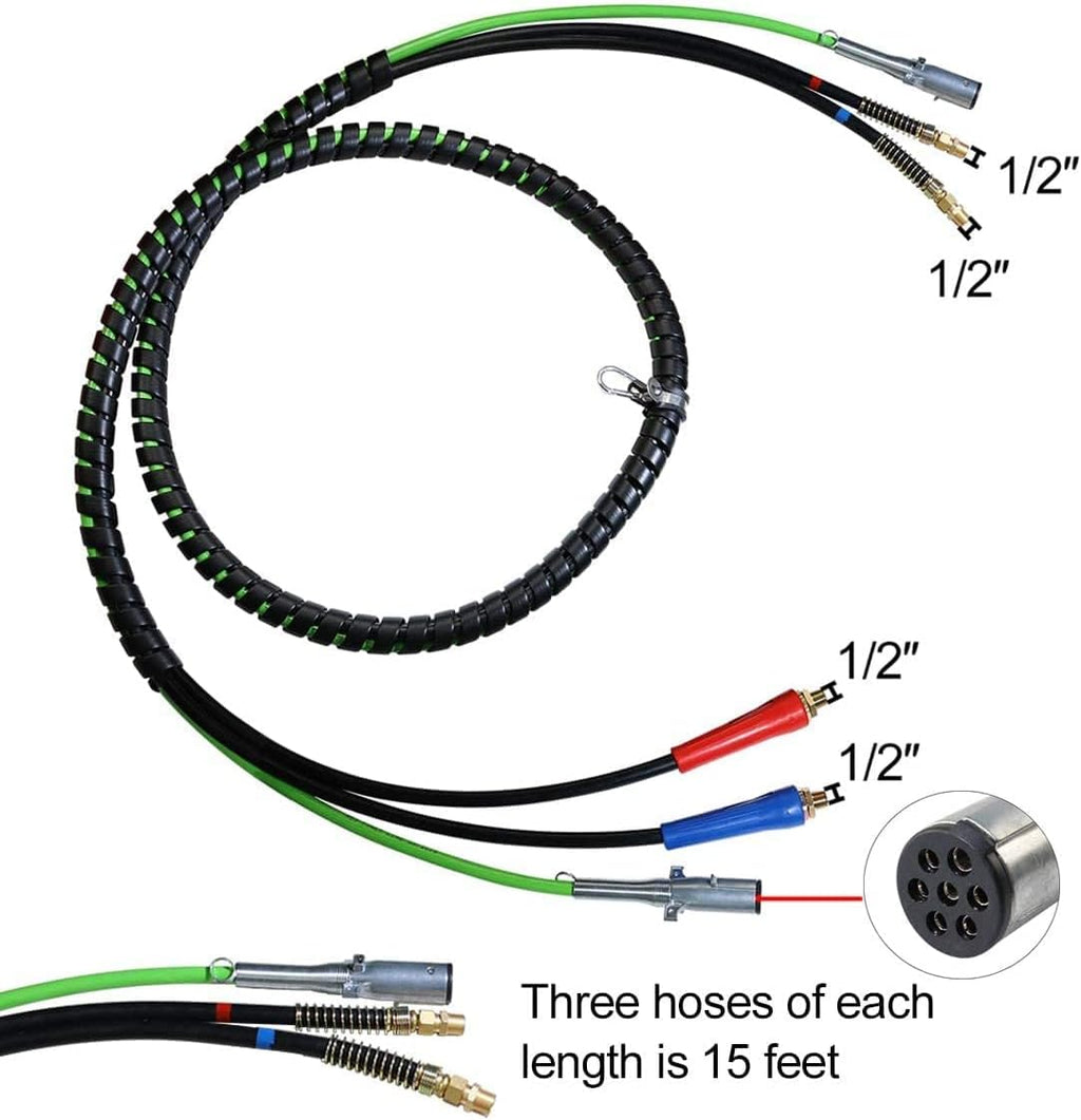 3-in-1 Air Line Hose and ABS 7 Way Electrical Assemblies for Truck (12 foot) K2636