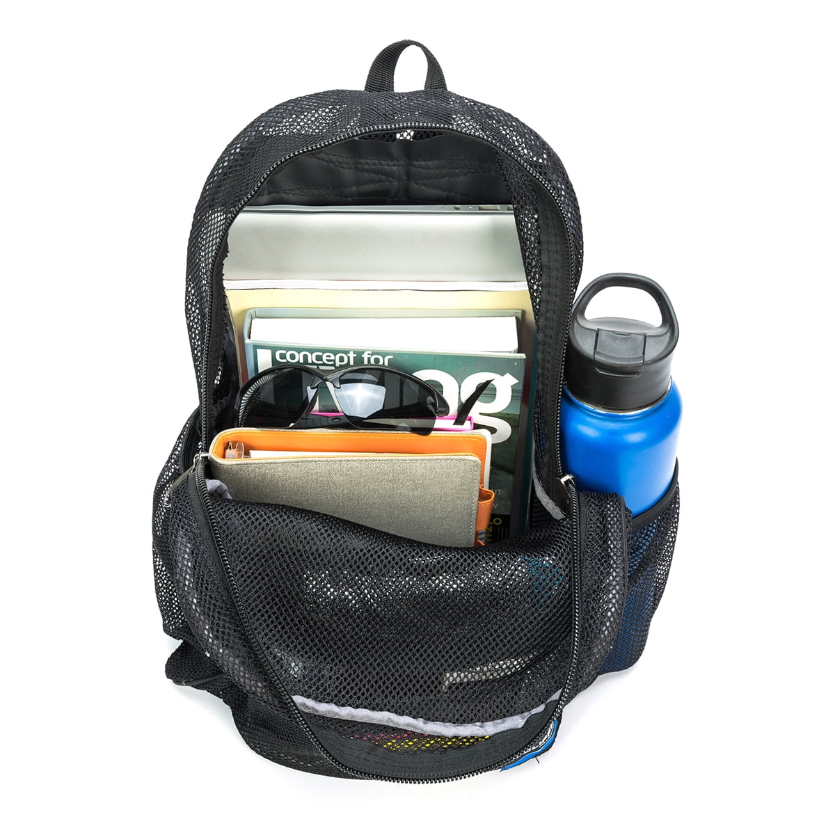 Black Mesh See Through School Backpack V9687
