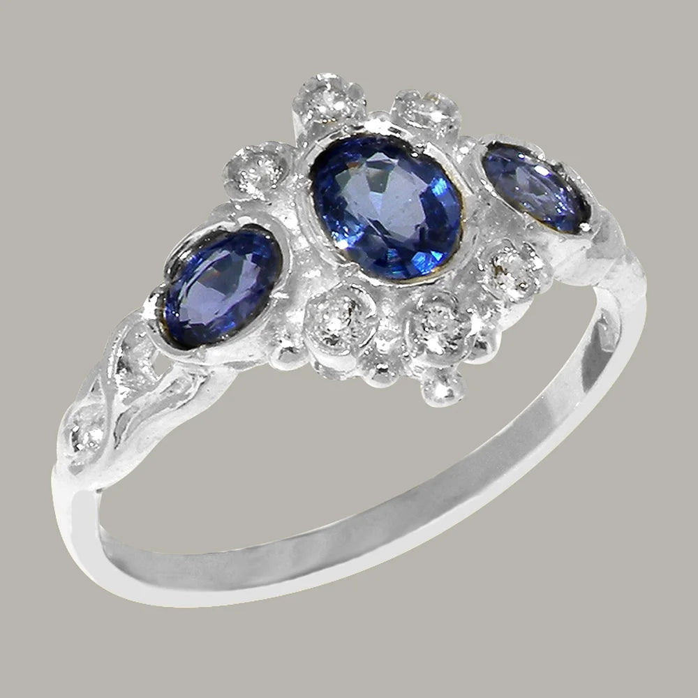 9k White Gold Sapphire & Diamond Promise Ring V14999