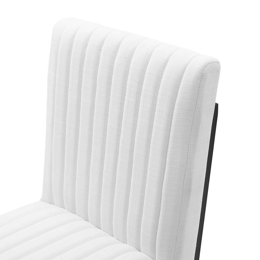 White Channel Tufted Fabric Dining Chair L881