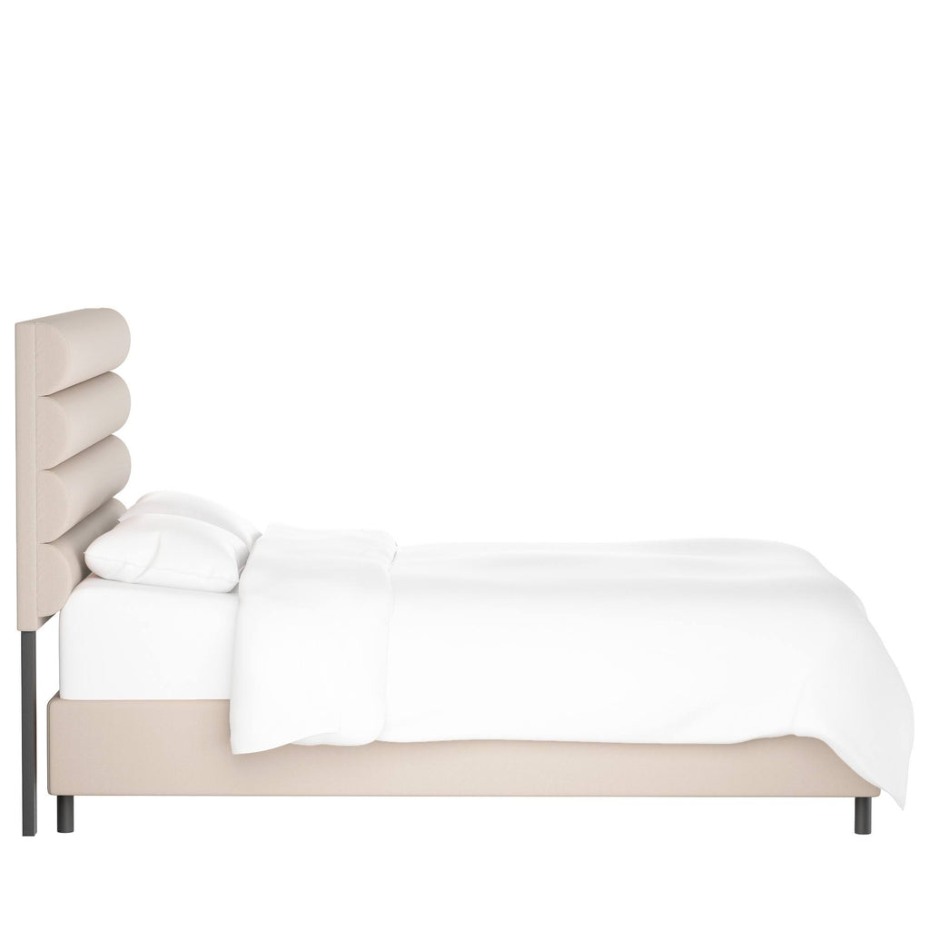 Full Velvet Ivory Bed P6079