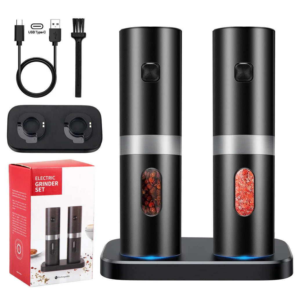 Electric Black Salt & Pepper Grinder USB Mill X482720