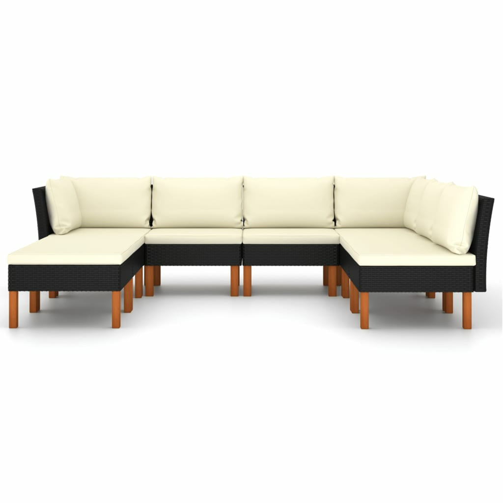 Black Poly Rattan 8 Piece Patio Set with Cushions A682