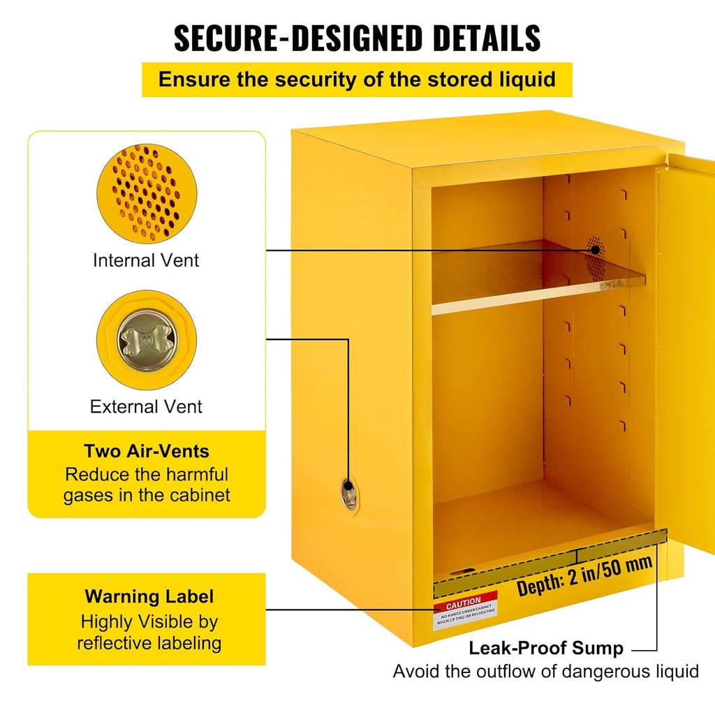 Galvanized Steel Flammable Storage Cabinet with Adjustable Shelf R4290