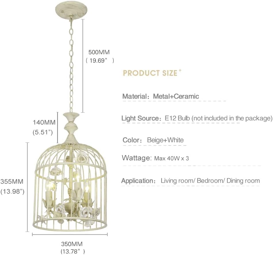 3-Lights Ceramic Rustic Chandelier M8882