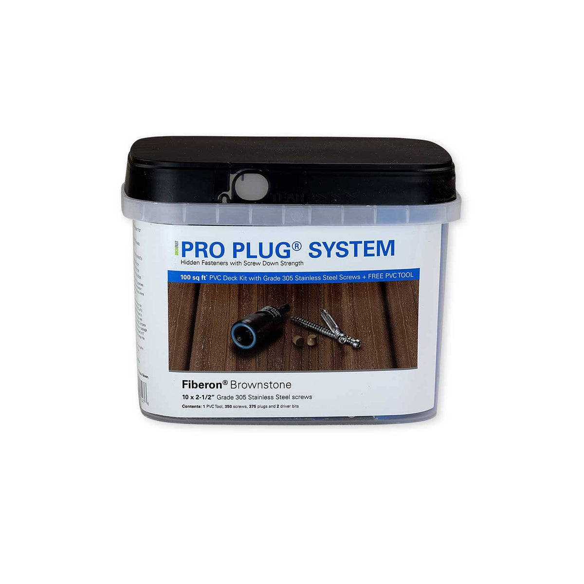 Epoxy Coated Carbon Steel Pro Plug System for Fiberon Decking - 100 Square Feet L90877