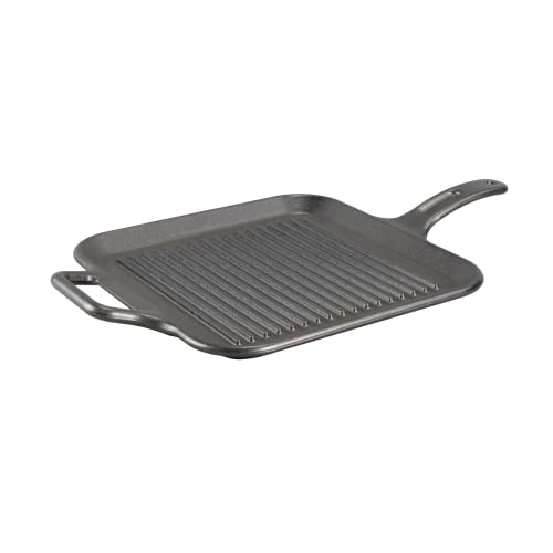 12 Inch Seasoned Cast Iron Grill Pan with Loop Handles P3446