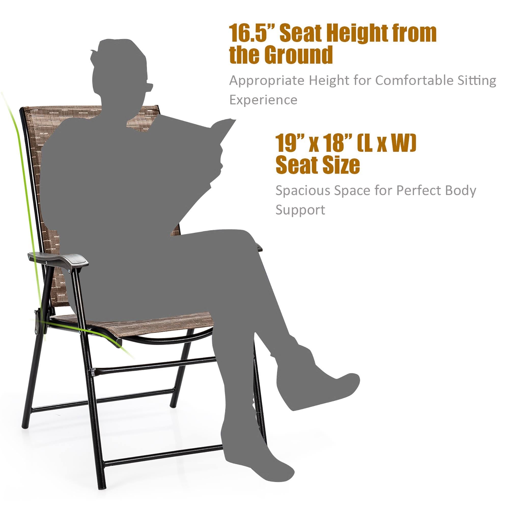 4 Piece Brown Outdoor Folding Chair with Armrest P4434