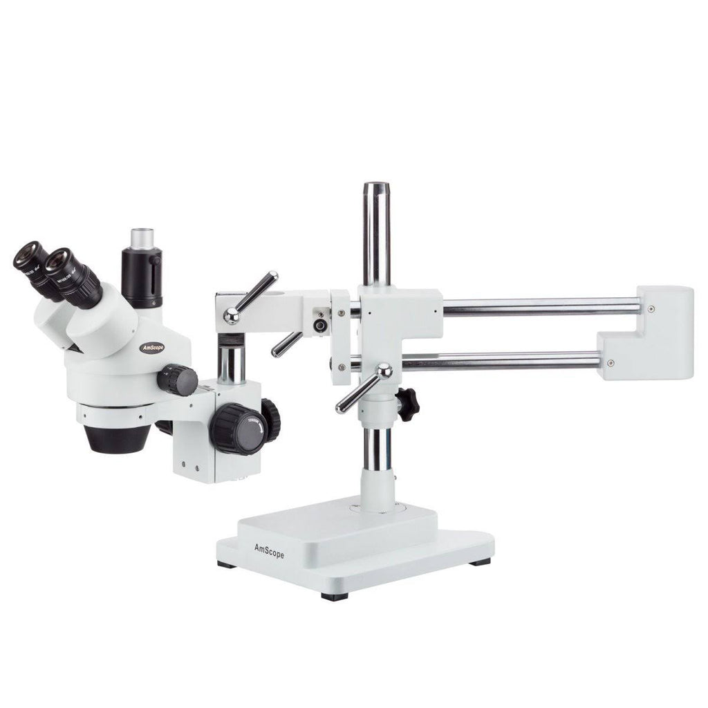 3.5X-45X Stereo Zoom Microscope on Dual Arm Boom Stand with 144-LED Ring Light and 3MP Camera N7147