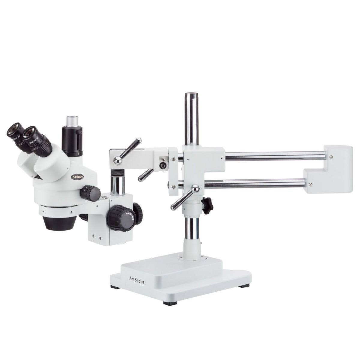 3.5X-45X Stereo Zoom Microscope on Dual Arm Boom Stand with 144-LED Ring Light and 3MP Camera N7147