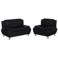 Black Faux Leather Loveseat and Club Chair 2-Piece Set I8748