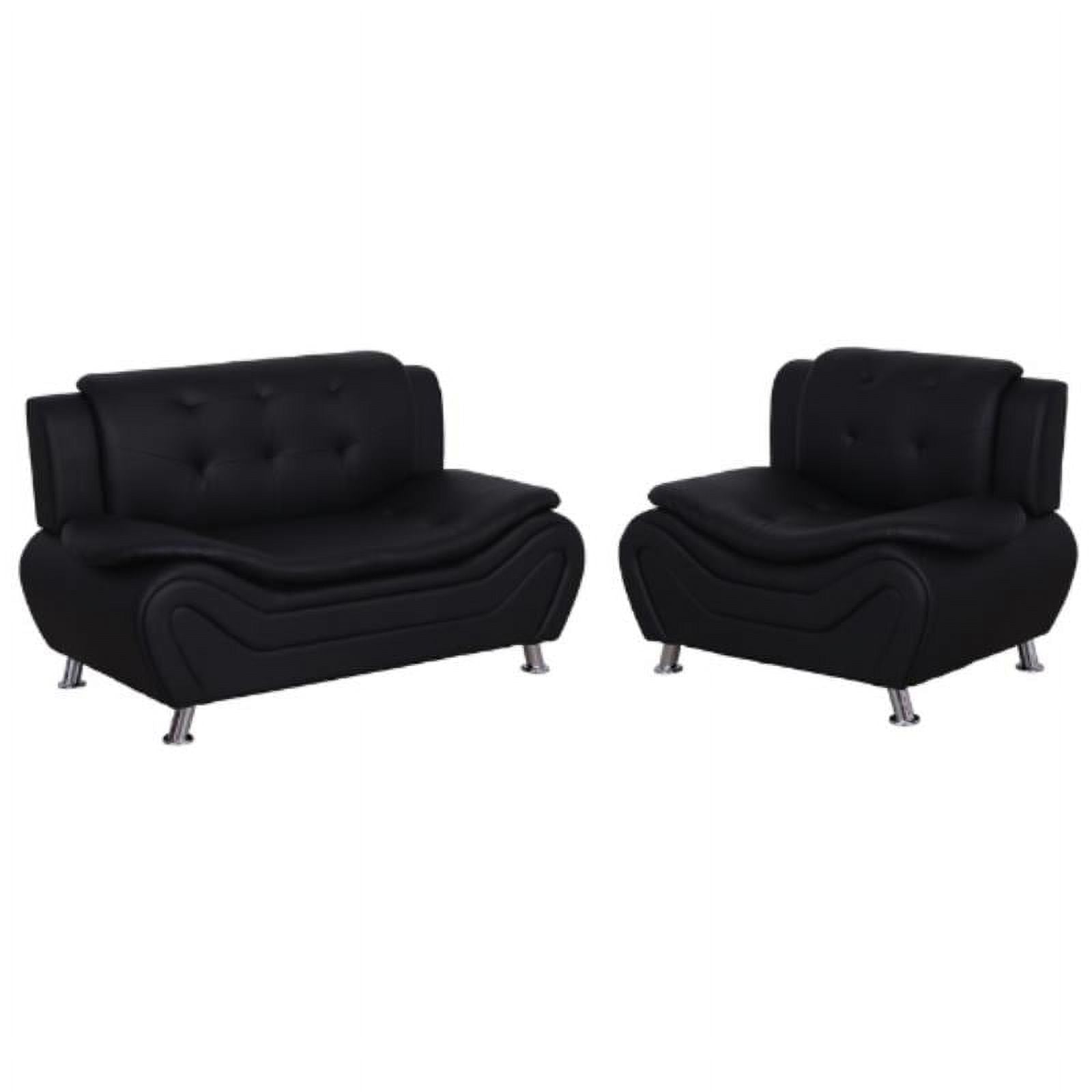 Black Faux Leather Loveseat and Club Chair 2-Piece Set I8748