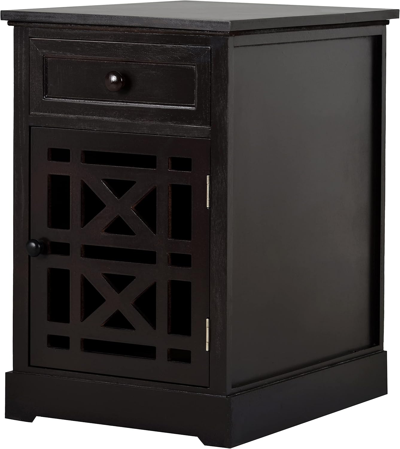 Navy Blue Antique End Table with Drawer and Storage Cabinet S377069