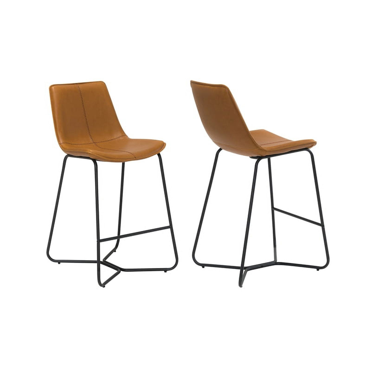 Tan Faux Leather Bar Stool (Set of 2) Q14298