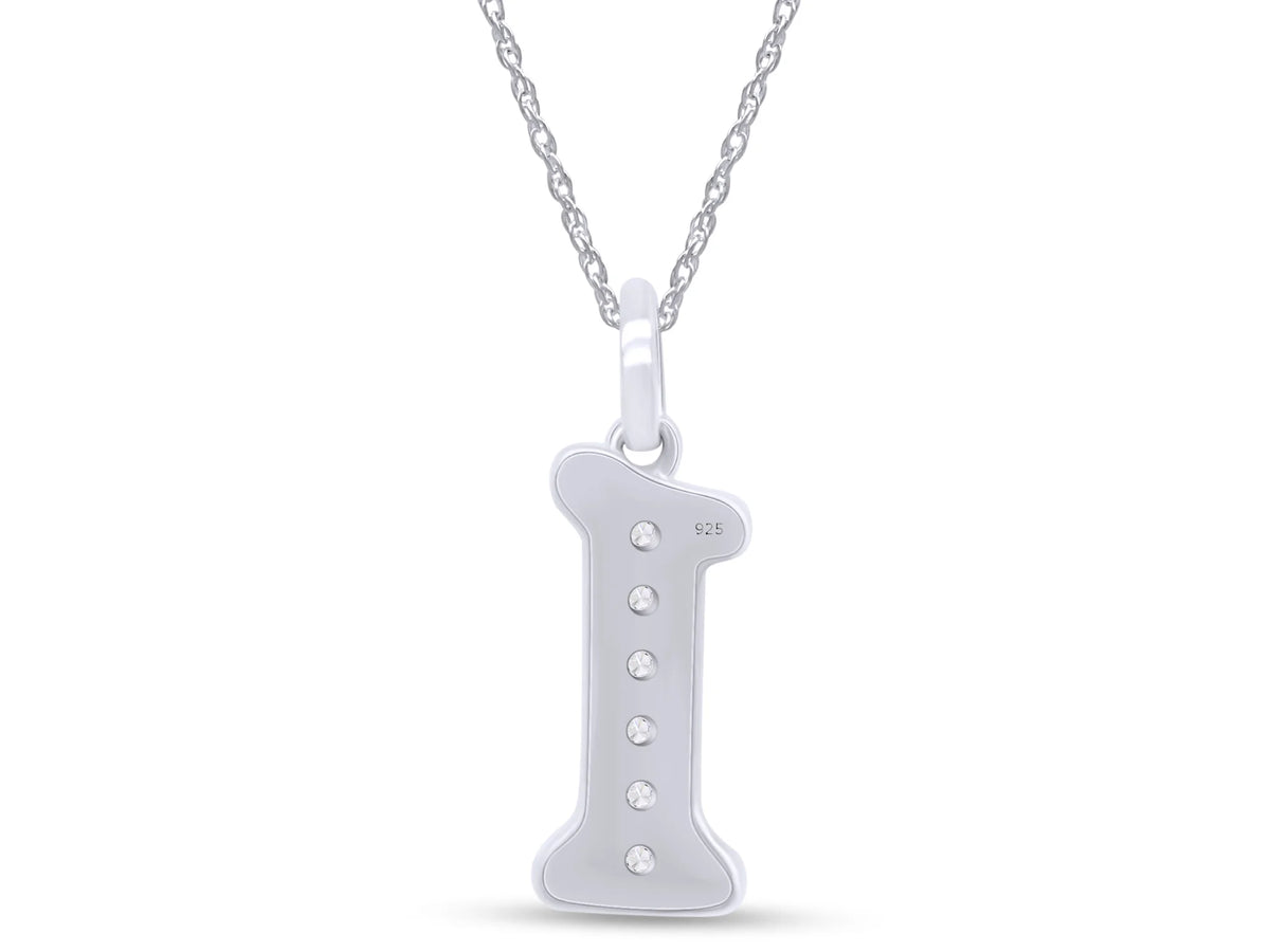 1/5 Ct Round Cut Moissanite Initial "I" Pendant Necklace in 14k White Gold Over Sterling Silver 18" Chain P538636