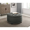 Ash Black Tufted Round Storage Ottoman B37399