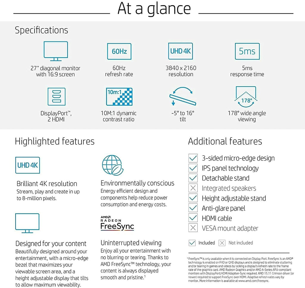 27 4K UHD IPS Monitor with HDMI and DisplayPort W862