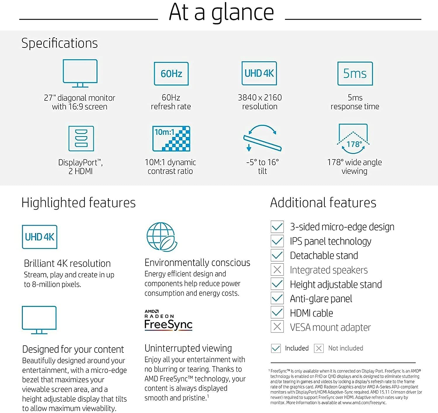 27 4K UHD IPS Monitor with HDMI and DisplayPort W862