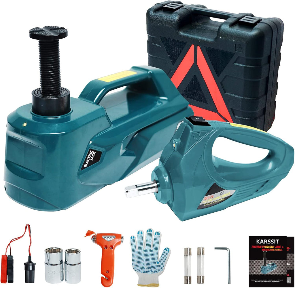 Electric Car Jack 5 ton 12V Hydraulic with Impact Wrench Portable 2 in 1 kit T298
