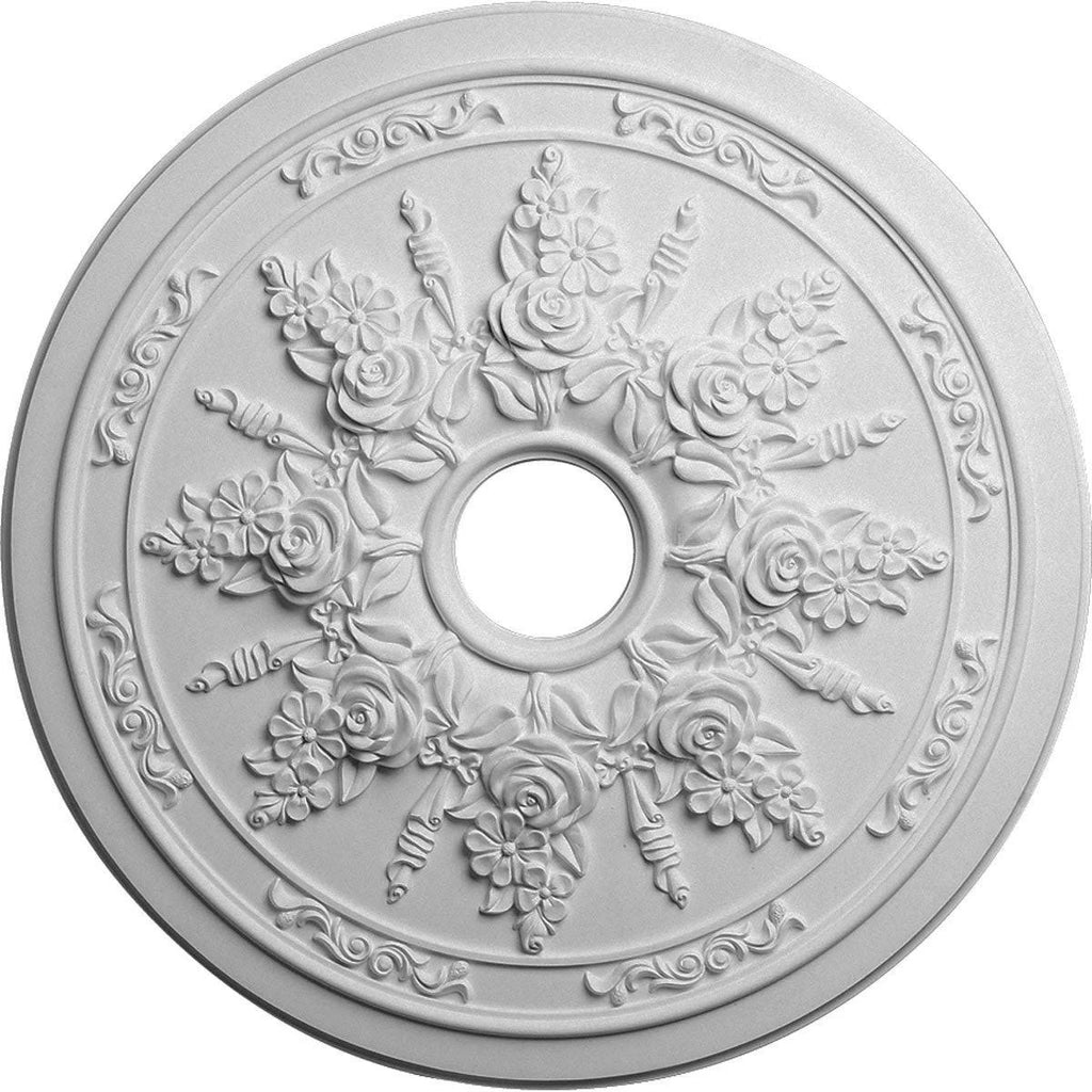 Hand-Painted Cherry Rose and Ribbon Ceiling Medallion C5025