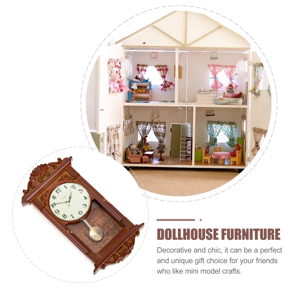 Metal Dollhouse Hanging Clock Toy Doll Furniture D4711