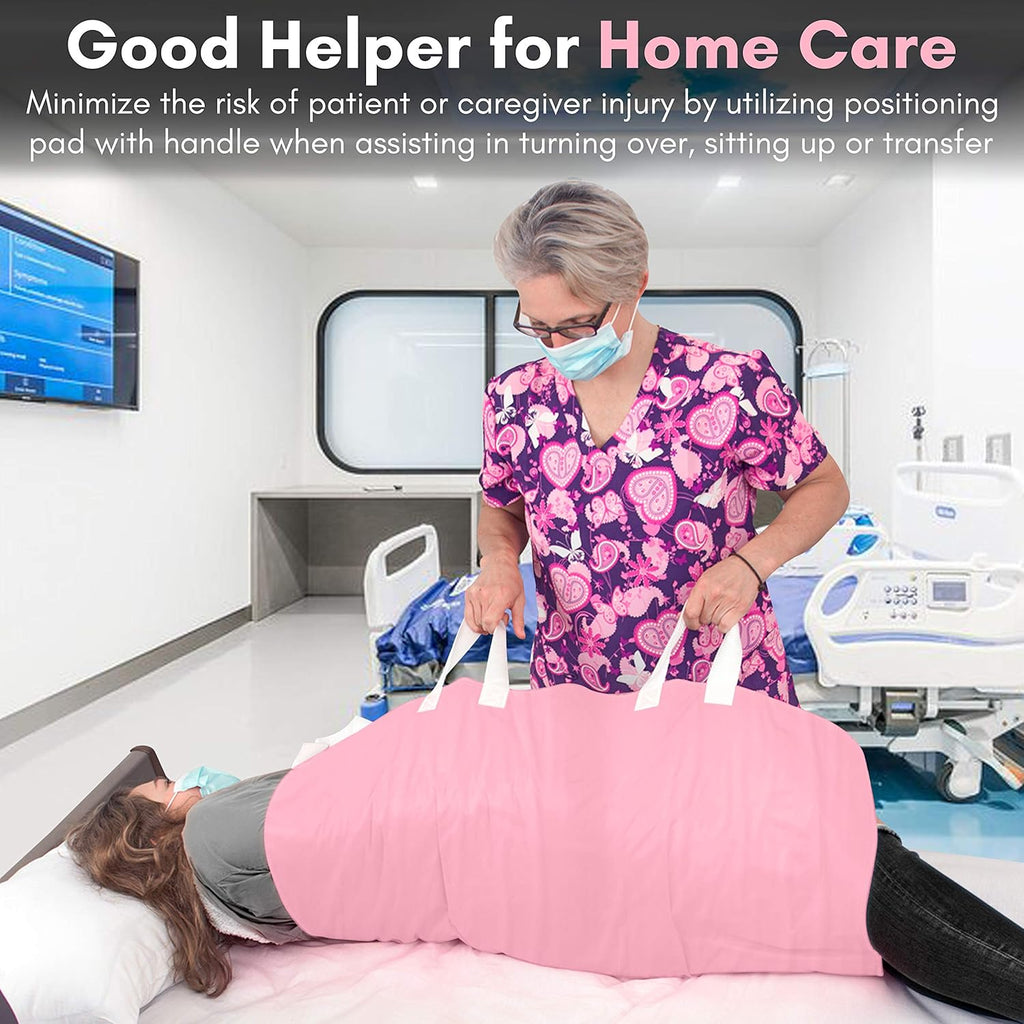 Waterproof Reusable Incontinence Bed Pad with 6 Handles, 34” x 36” (2-Pack Pink) M670538