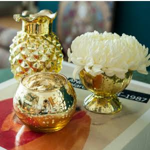 Vintage Mercury Glass Chalice Candle Holders, 3-Inch, Gold, 6 Pack R993750