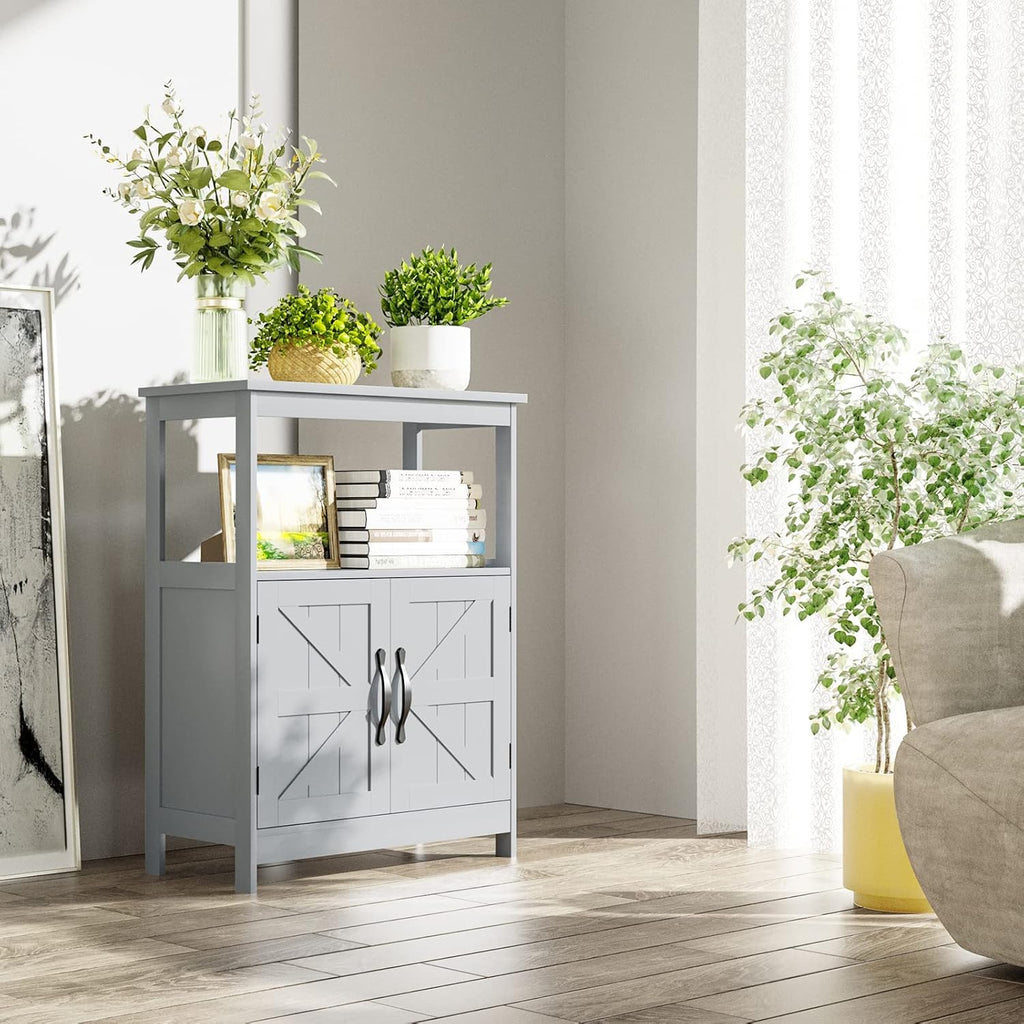 Gray Floor Cabinet with 2 Doors and Adjustable Shelf D565580