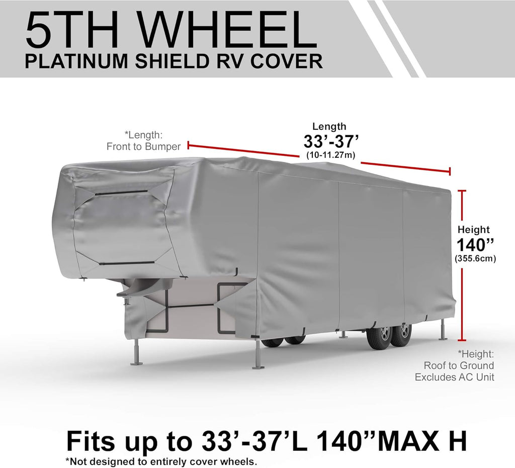 Weatherproof RV Cover for 5th Wheel RV 30' - 32' Long with Fleece Lining W359591