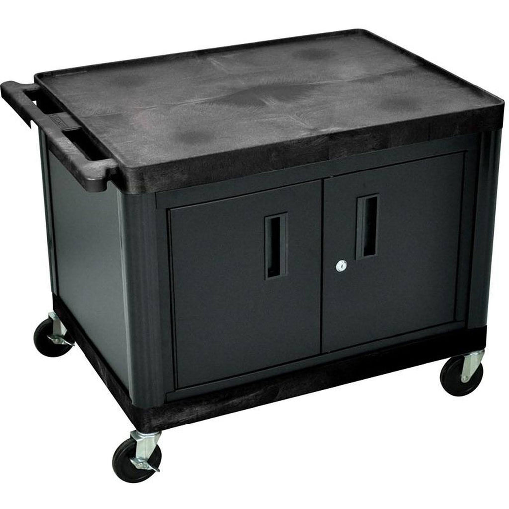 27x22H A-V Cart with Two Large Shelves and Cabinet K9012