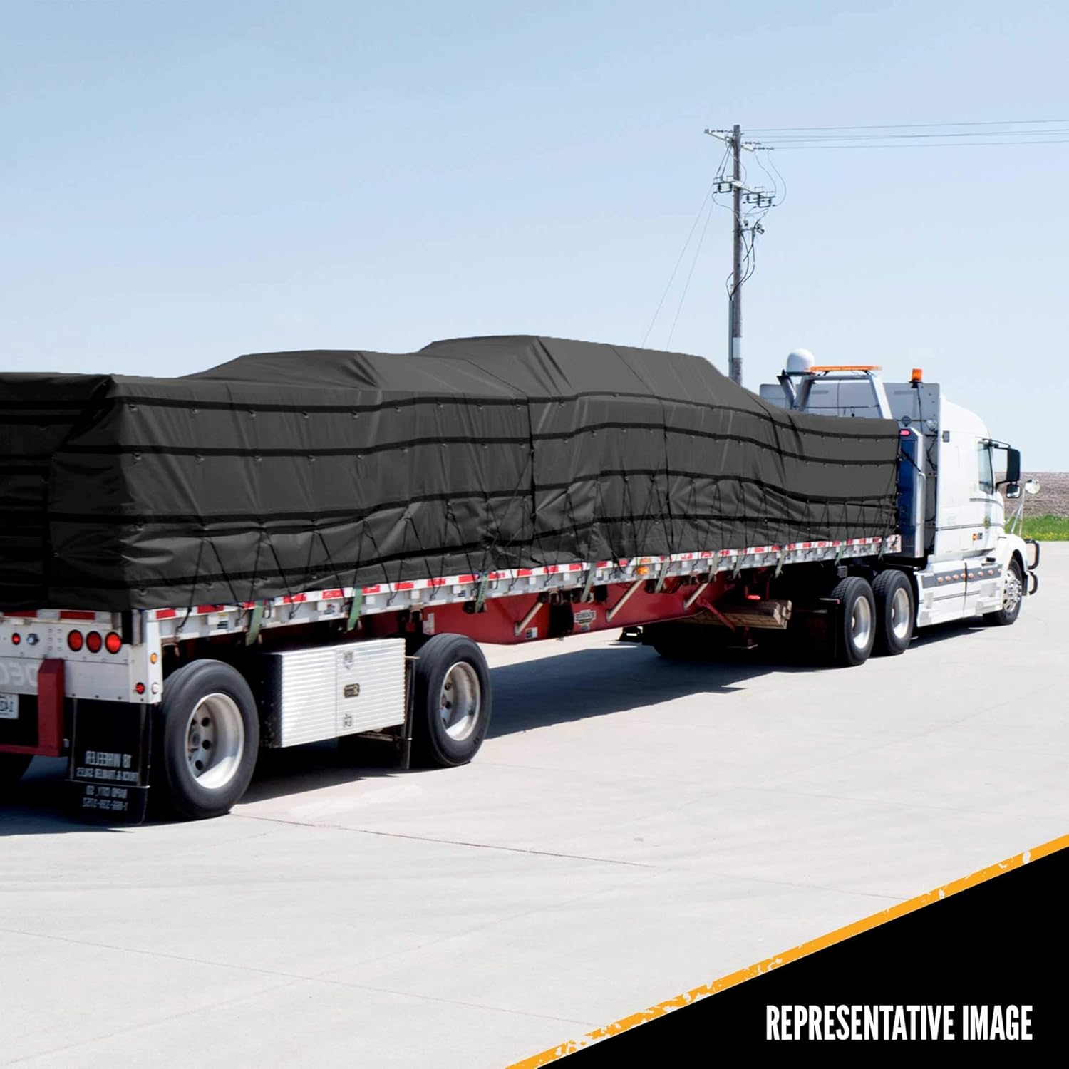 Black Combo Tarp 20 Feet x 28 Feet with 6 Foot Drop and Flap N147470