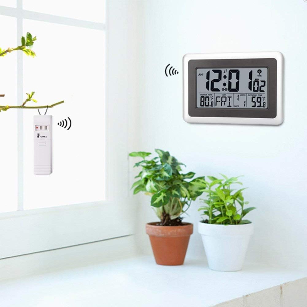 Wall Desk Clock with Indoor Outdoor Temperature Date Calendar F972957