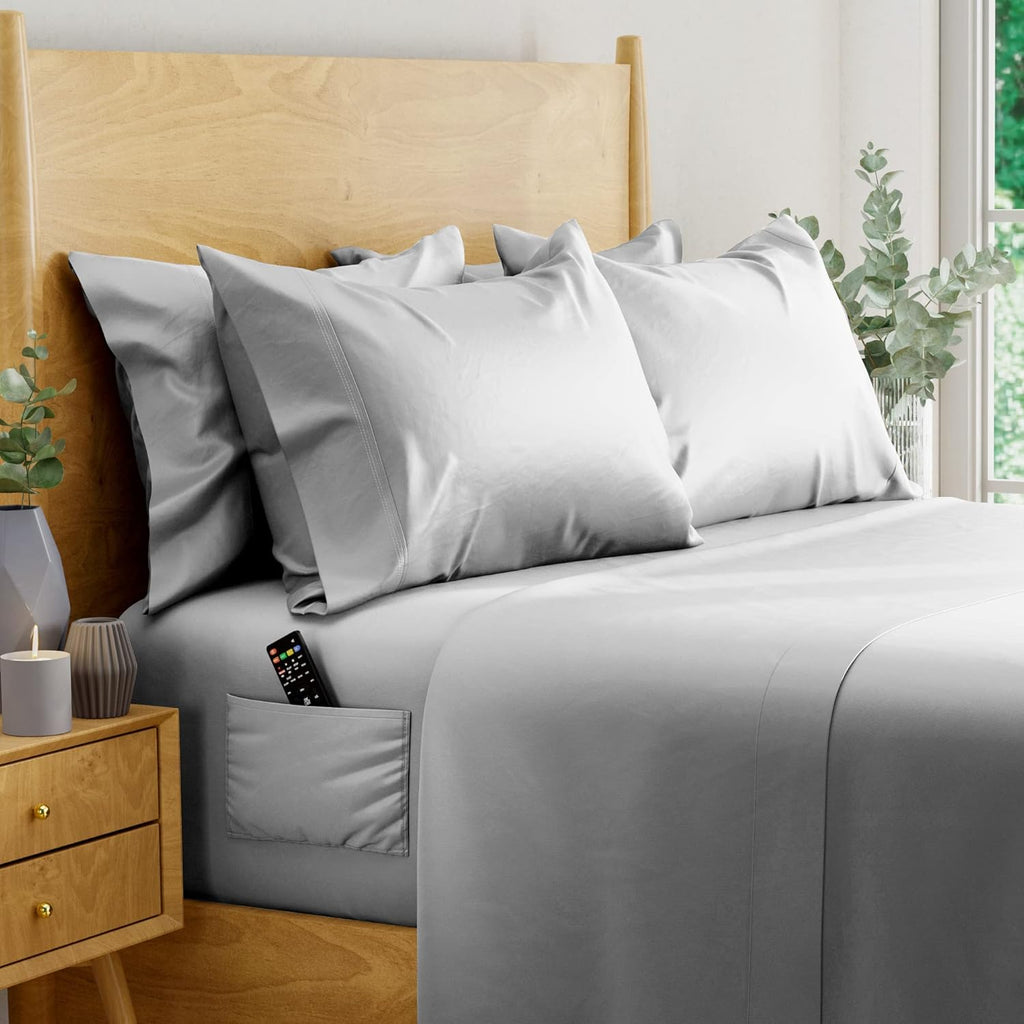 Ivory 6 pcs Queen Eucalyptus Lyocell Sheet Set with 2 Side Pockets B222