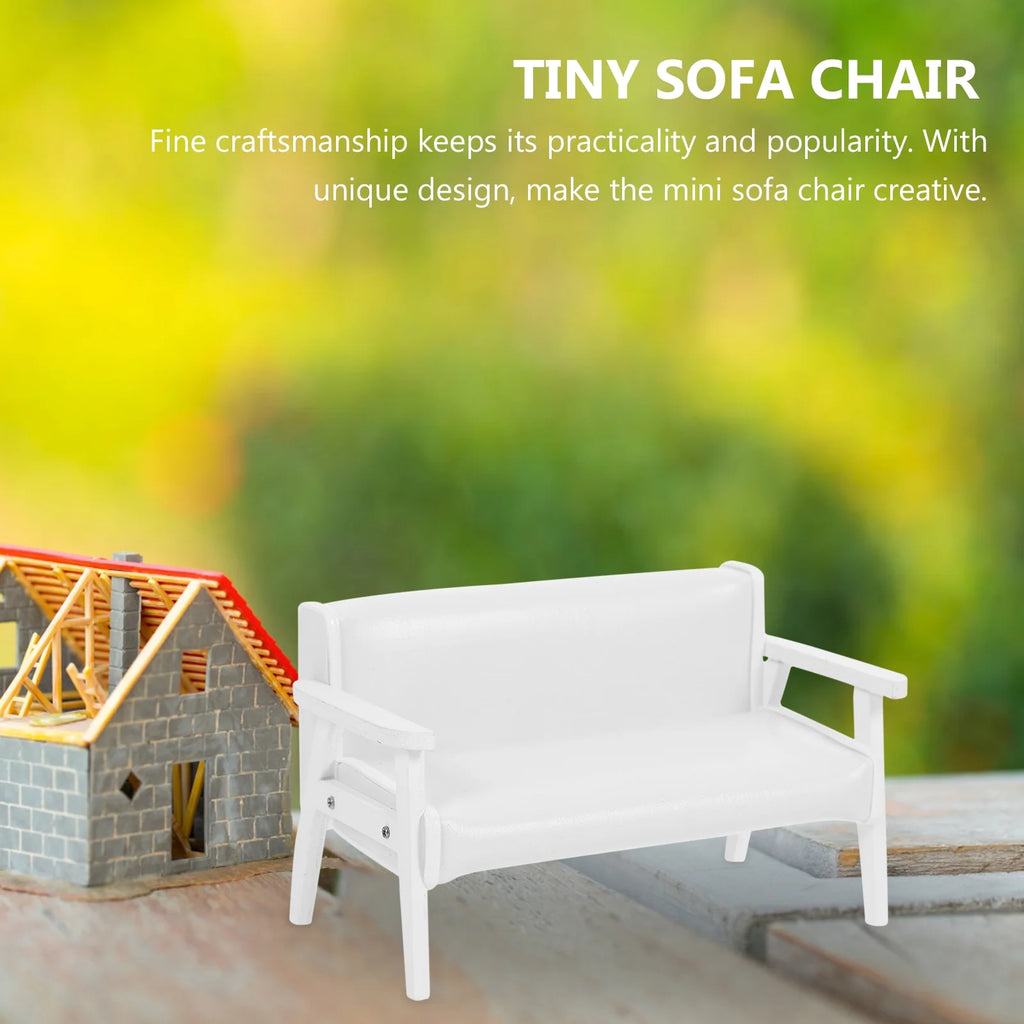 White Leather Wooden Miniature Chair House L72537