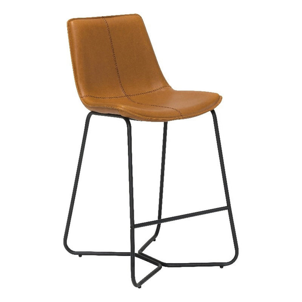 Tan Faux Leather Bar Stool (Set of 2) Q14298