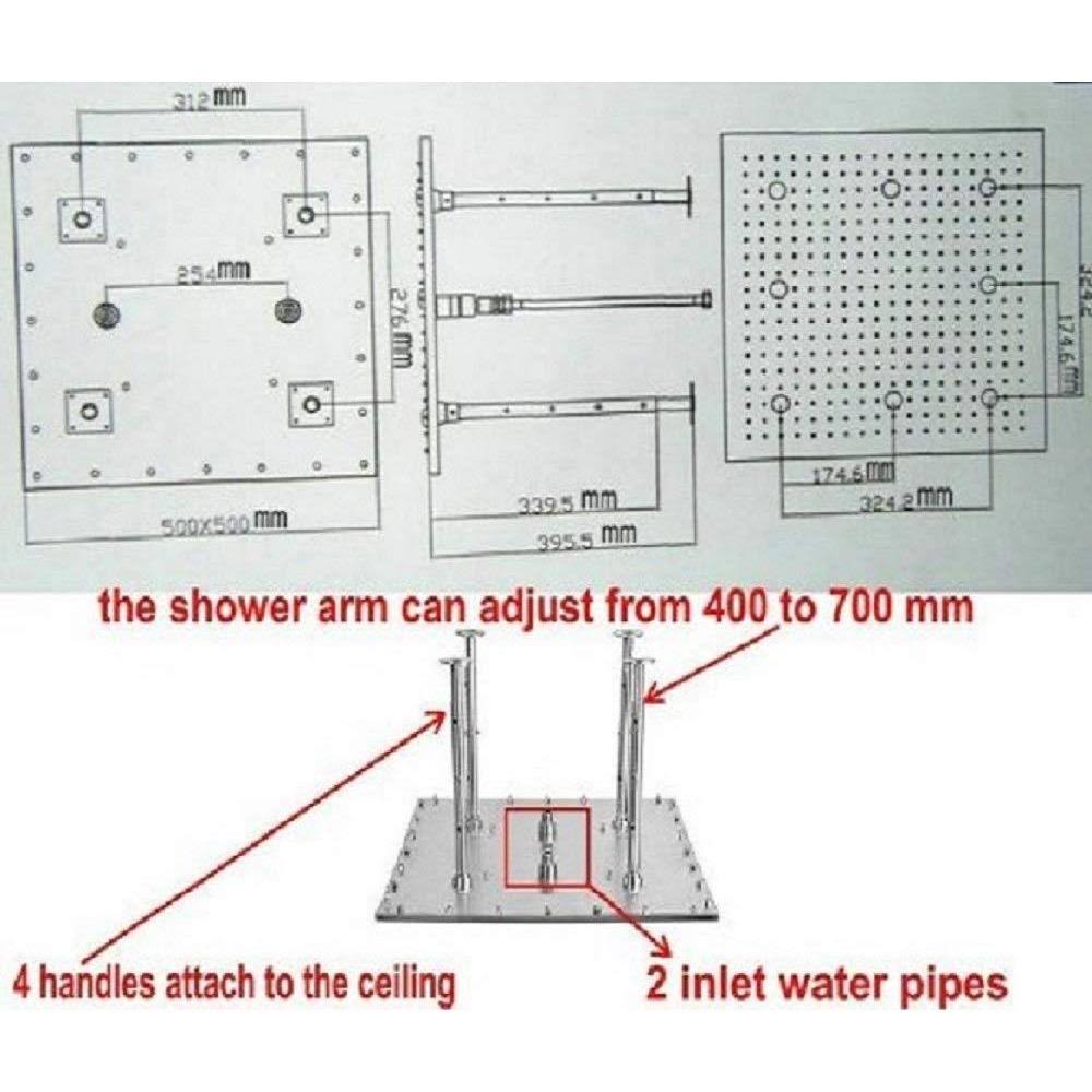 Antique Brass Rainfall LED Shower Set with Handheld Shower V564
