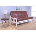 Rustic Ranch Futon Frame Antique White Finish Saddle Mattress K109