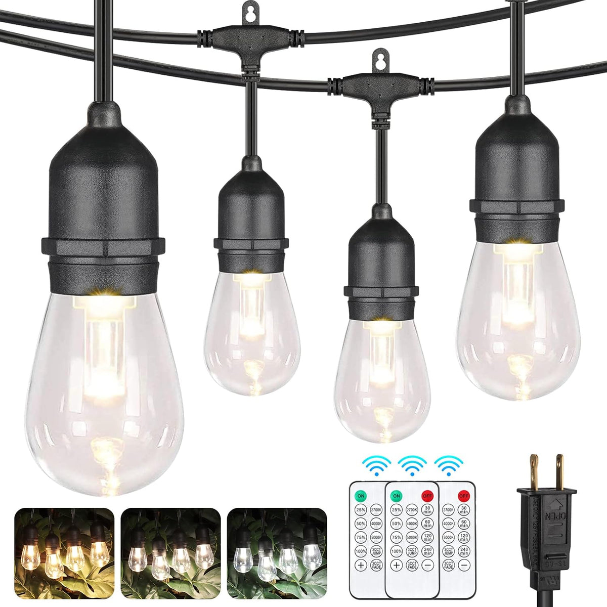 48FT Waterproof Dimmable LED String Lights with Remote D735357