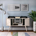 White Wash Wood Entertainment Cabinet with Doors O62568