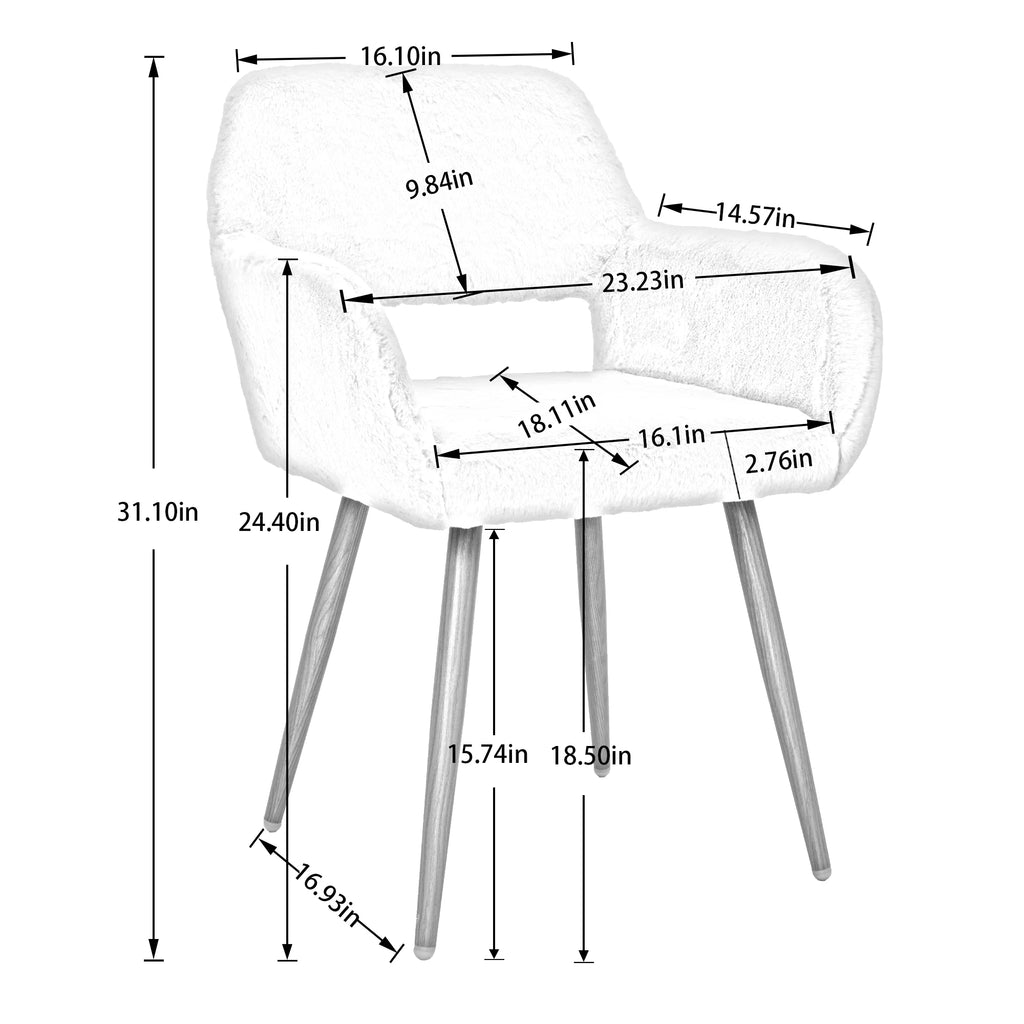 Faux Fur Dining Chairs with Solid Steel Leg A191