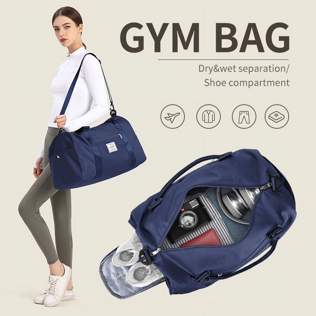 Waterproof Travel Duffel Bag with Shoes Compartment and Wet Pocket H7178