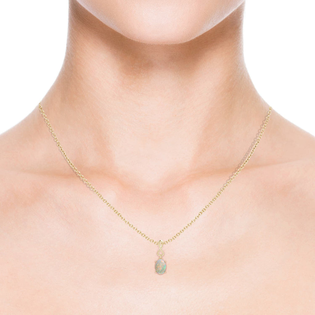 14K Yellow Gold Opal Pendant Necklace J227707