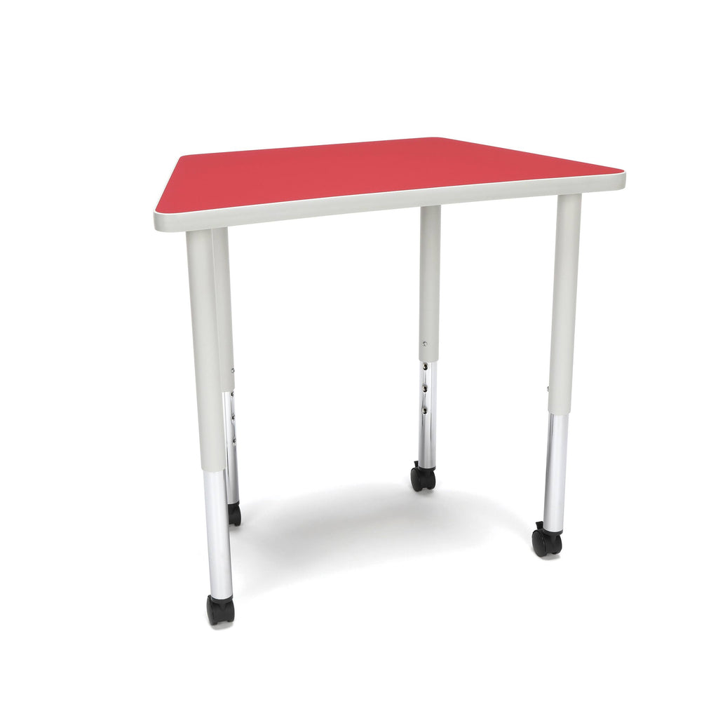 Red Height Adjustable Desk with Casters B621