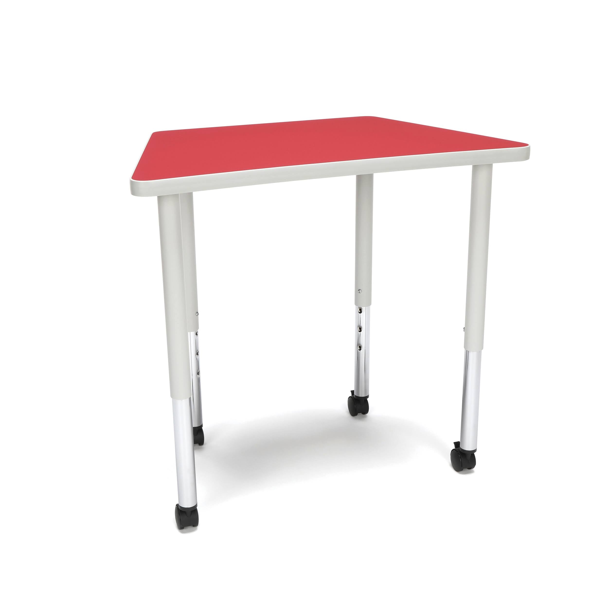 Red Height Adjustable Desk with Casters B621