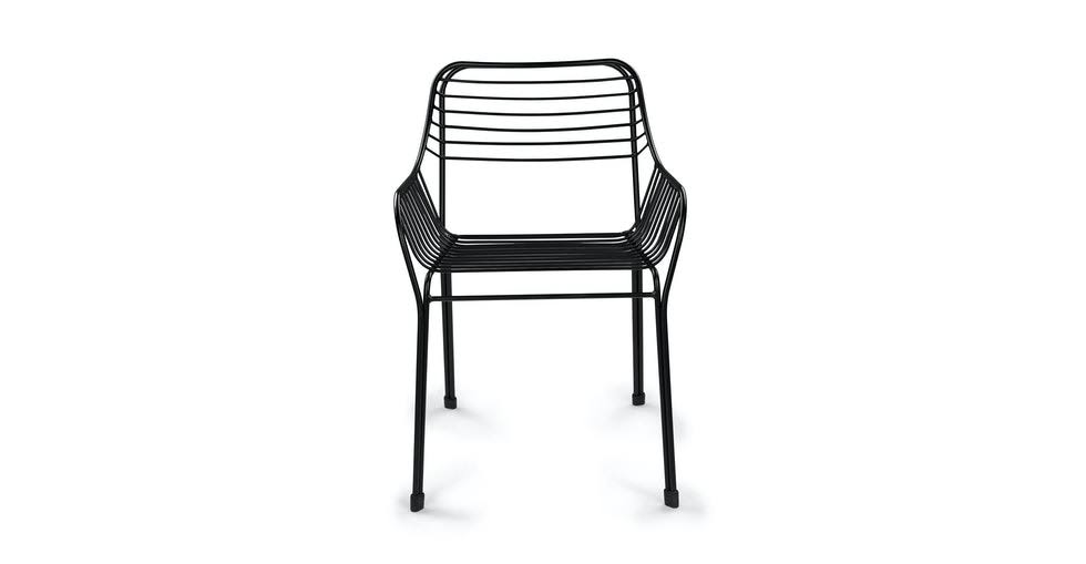 Black Outdoor Dining Armchairs Metal Frame A878