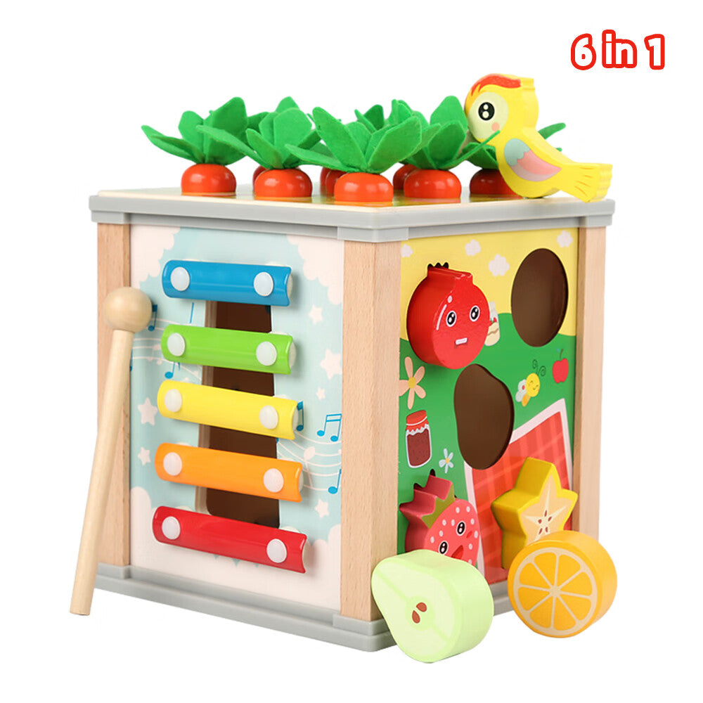 6-in-1 Wooden Blocks Shape Sorter Montessori Toys S222