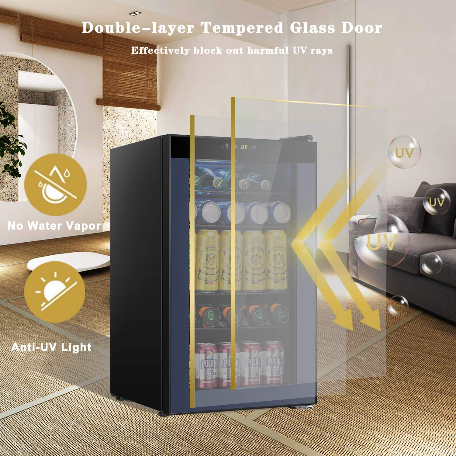 2.3 Cu.ft 85 Can Mini Fridge with LCD Temperature Control E844305