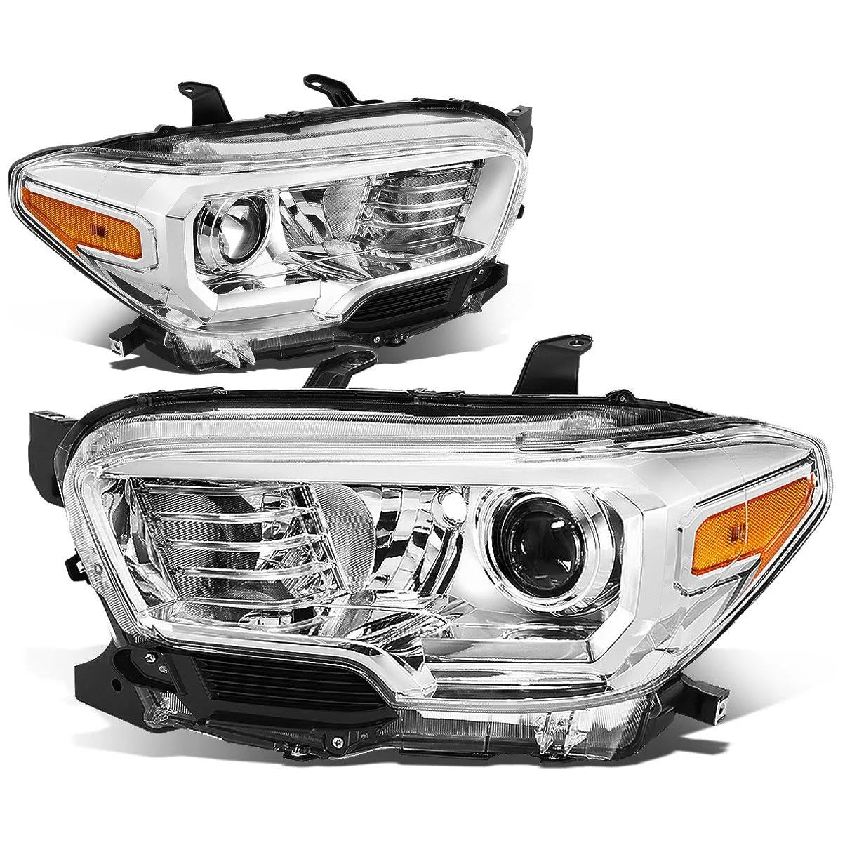 Chrome Housing Amber Projector Headlight Set Y7628