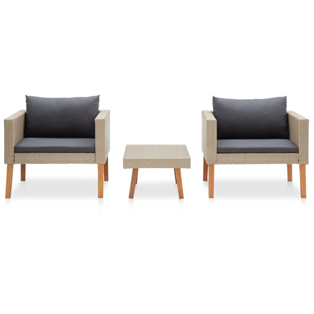 3 Piece Poly Rattan Outdoor Sectional Sofa Set with Cushions J557931